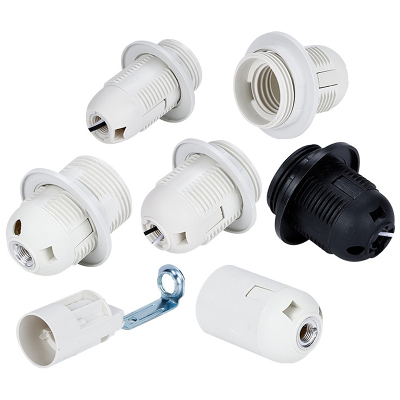 Negro blanco E14 E27 tornillo portalámparas mesa piso luz LED cabeza enchufe luz de escritorio vela bombilla Base 4A 250V