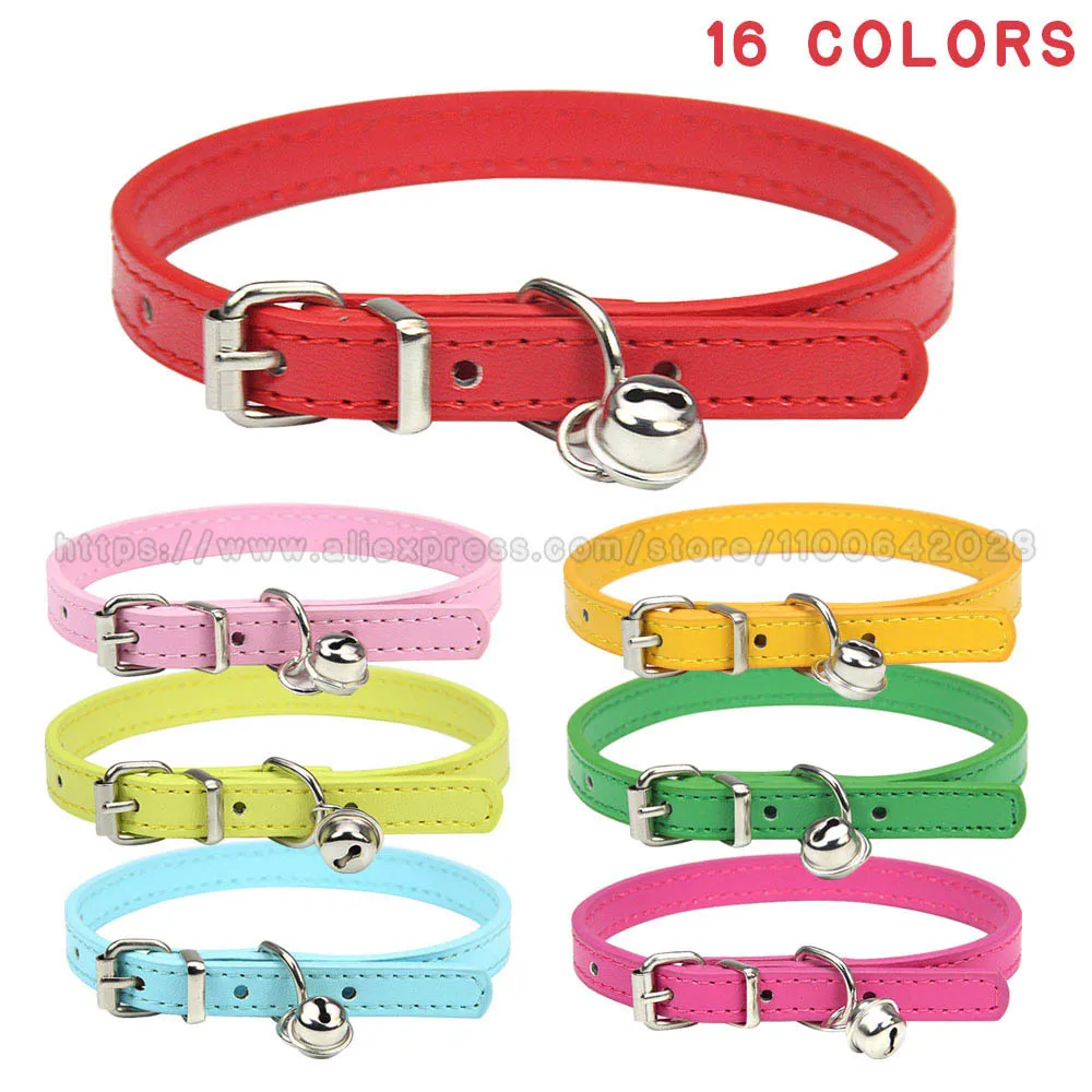 น่ารักลูกสุนัขแมวปลอกคอ Bells PU หนังสุนัขขนาดเล็กลูกแมวสร้อยคอสําหรับแมวสัตว์เลี้ยงอุปกรณ์ Chihuahua อุปกรณ์เสริมสีชมพู