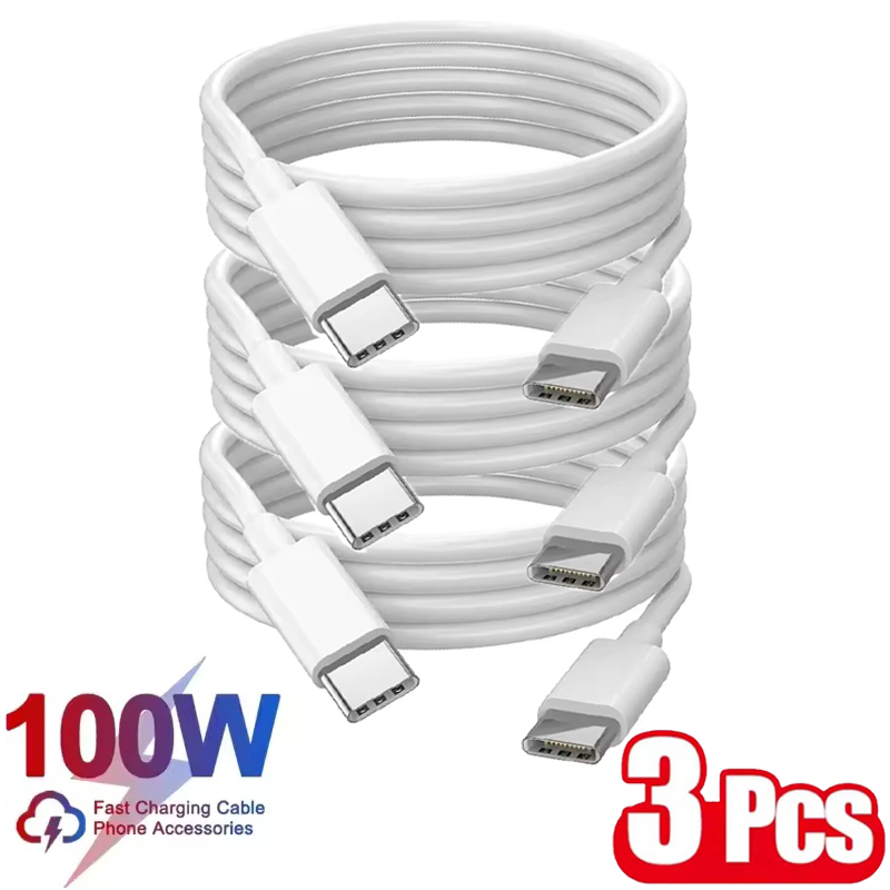 Cable USB C a USB tipo C PD 100W, Cable de datos de carga rápida para Huawei, Samsung, Xiaomi, Macbook, iPad, línea de datos tipo C a tipo C, 3 uds.