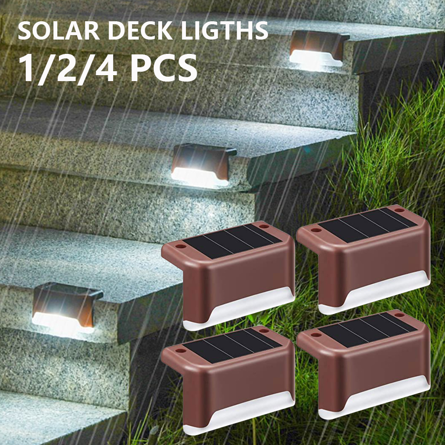 1/2/4 pièces lumières de pont solaires lumières de clôture de marche extérieure lampe solaire étanche pour balustrade escaliers voie jardin lumière décoration