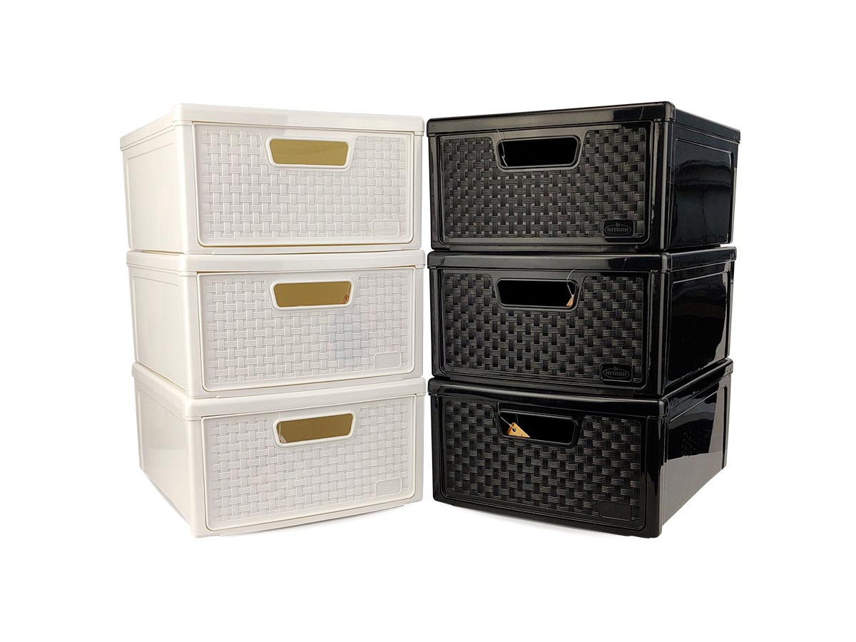 3 twardy plastikowy rattanowy wielofunkcyjny Organizer modułowy zestaw szuflad 1 jednostka