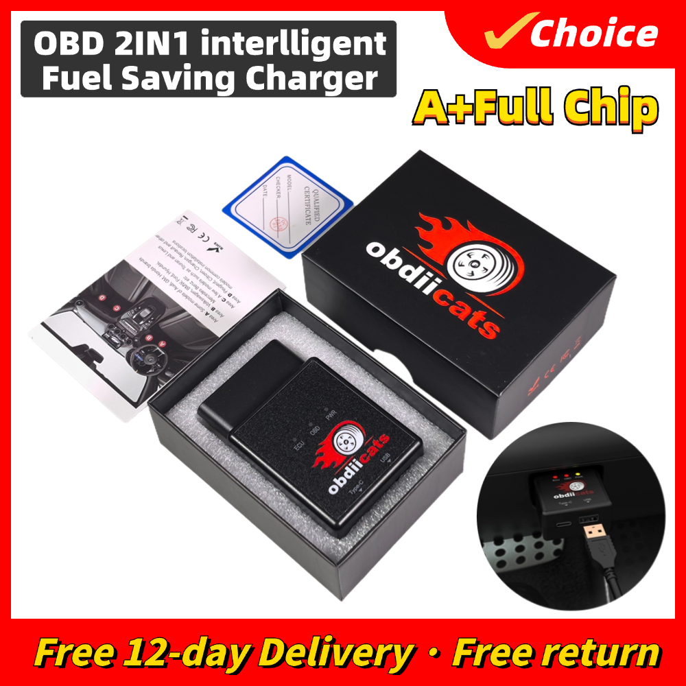 Obdiicats OBD 2 en 1 ahorro de combustible con caja de sintonización de chips de cargador rápido para coches Benzina y diésel aumentan la potencia actualizada de HK-V3