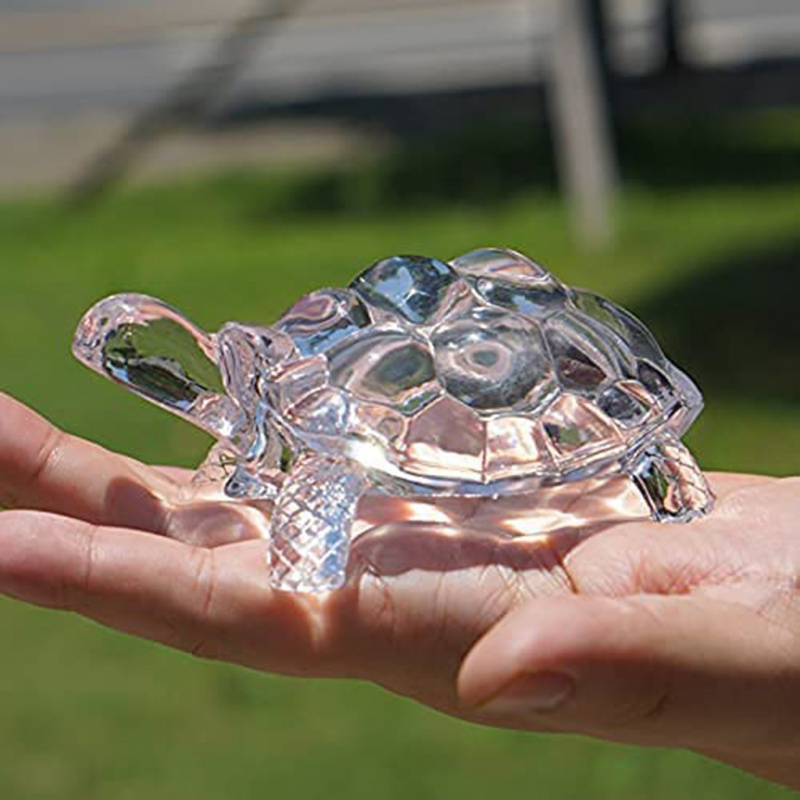 Ornamento de tartaruga de cristal, mini estátua de tartaruga, ornamento da sorte, adequado para decoração de mesa de escritório doméstico, decoração de casa