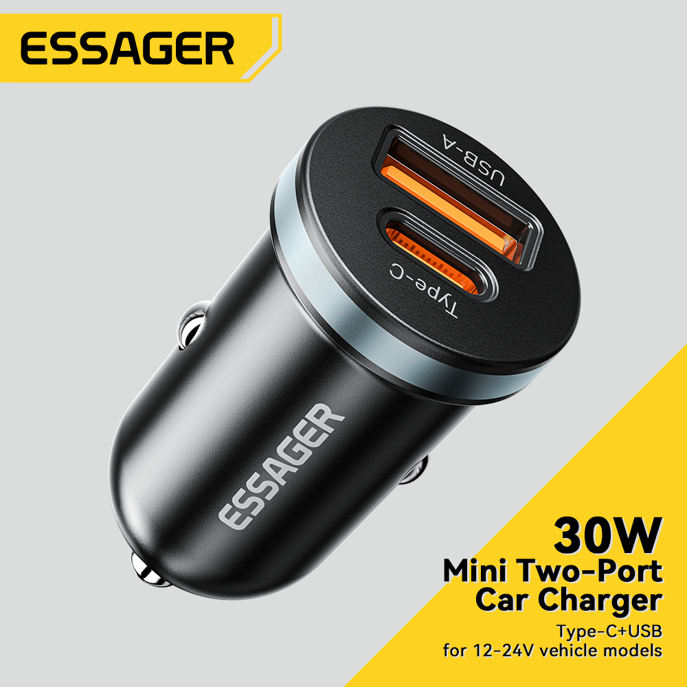 Essager 30W USB C Car Charger ประเภท C Quick Charger PD QC 3.0 SCP 5A Fast ชาร์จรถชาร์จโทรศัพท์สําหรับ iPhone Xiaomi samsung