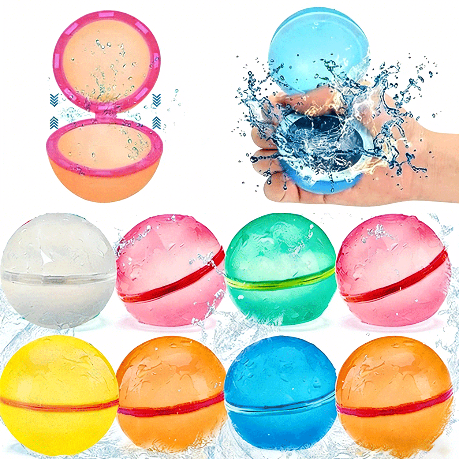 Pelota de Agua Magnética Reutilizable de Relleno Rápido, Pelota de Agua de Silicona Autosellante, Juguete de Agua para Niños, Juguetes de Agua para Piscina y Exteriores de Verano