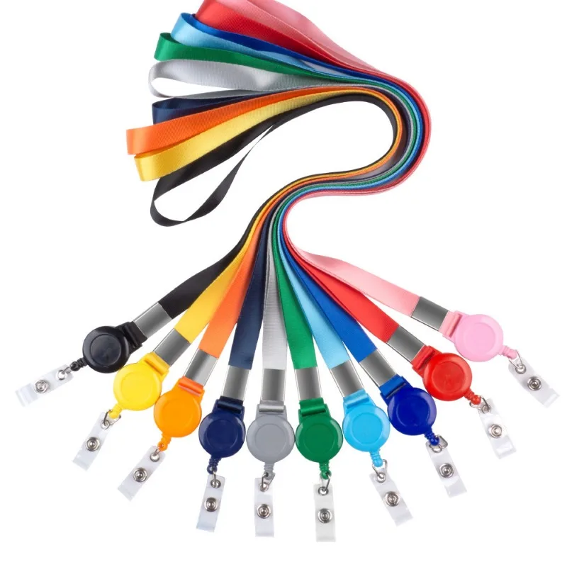 Cordón de carrete de insignia retráctil, correa de cuello para insignia de Color sólido, soporte de identificación, tarjeta de trabajo aprobada, funda de manga de permiso de trabajo
