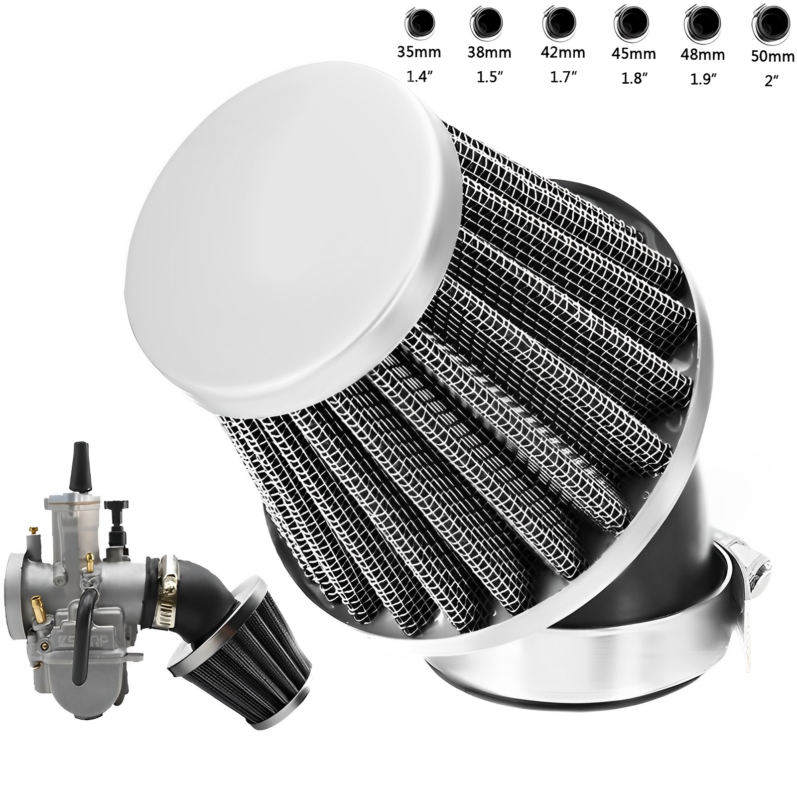 Filtro de aire Universal 35mm 38/42/45/48/50mm filtro de aire de motocicleta para 50cc 110cc 125cc 140cc motocicleta ATV Scooter Pit Dirt Bike