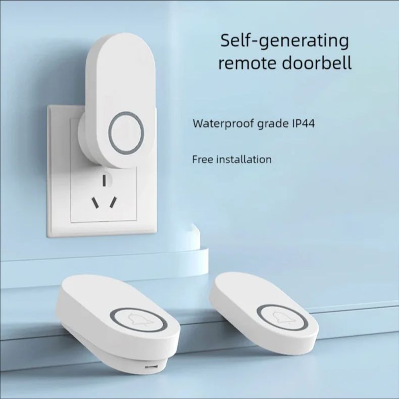 Timbre con control remoto Self-Pow, puerta AB, timbre inalámbrico electrónico inteligente de larga distancia resistente al agua para el hogar