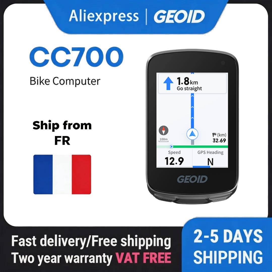 Ordinateur de vélo GPS GEOID CC700 avec écran couleur de 2,8 pouces, compteur de vitesse, navigation d'itinéraire, WIFI, étanche, odomètre de cyclisme