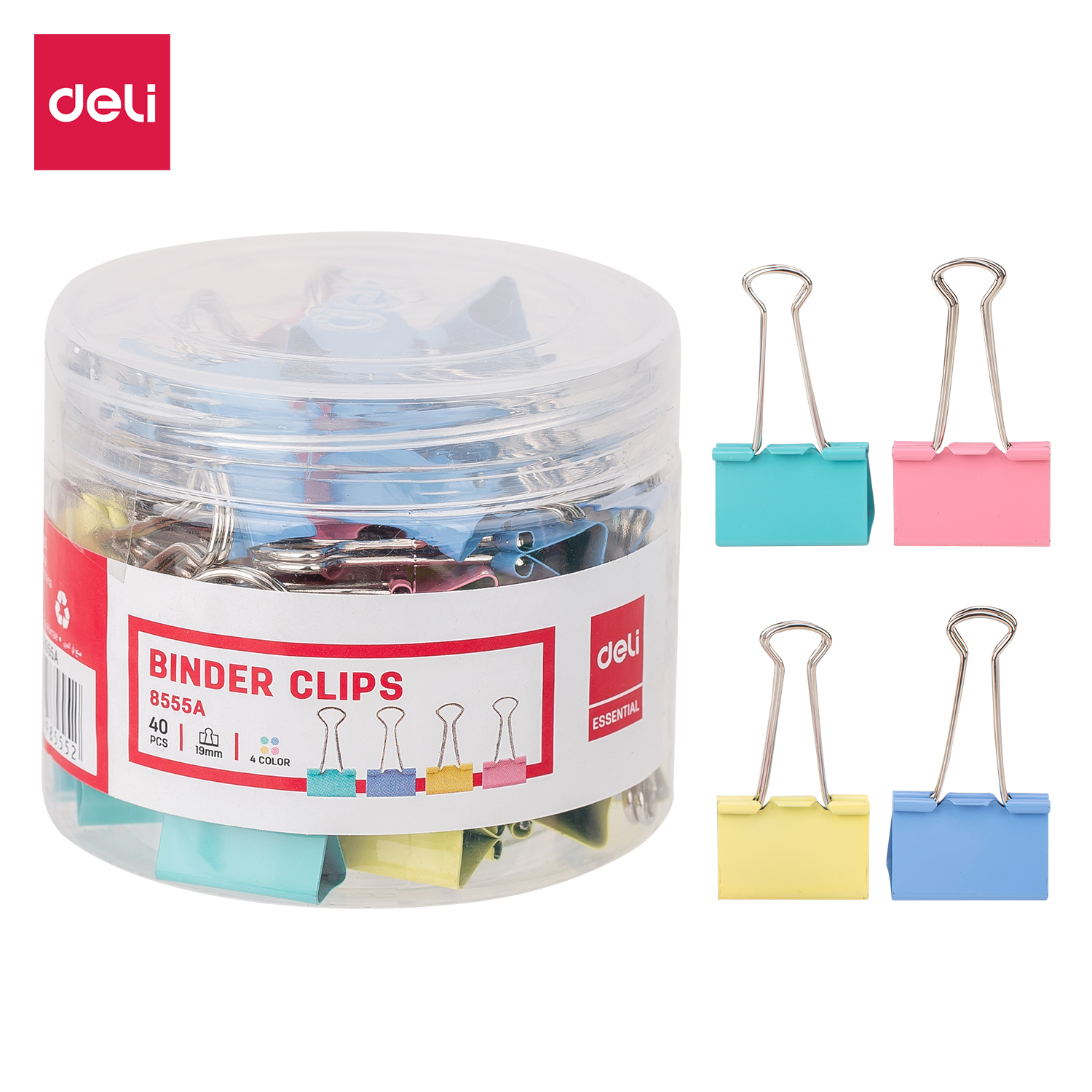 Deli 19mm nouveau Clip en queue d'aronde coloré pince à reliure sans effort pince à queue longue pour fournitures d'apprentissage de bureau scolaire 1 boîte E8555A