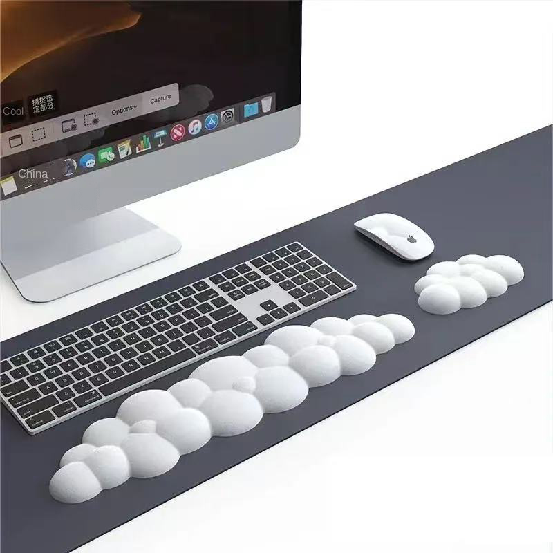 Alfombrilla para ratón con reposamuñecas, reposamuñecas en la nube para teclado de ordenador, reposamuñecas con Base antideslizante, reposamuñecas extendido, ergonómico