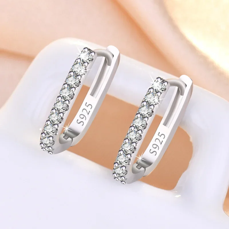 Pendientes de aro circulares de plata de ley 925 con circonita, elegantes y de diseño original, para mujer, regalo para bodas y fiestas.