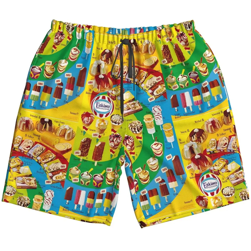 New Harajuku Sweet Ice Cream Graphic 3D Print Summer Hawaii Shorts Men Women Beach Shorts Street Hip Hop Holiday Party Shorts