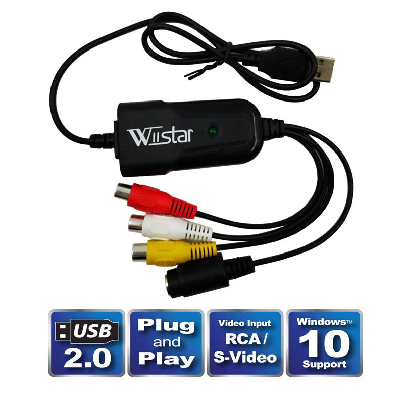 Карта захвата аудио-видео USB 2.0, простая в крышке адаптер VHS-DVD, захват видео для Windows 10/8/7/XP, захват видео
