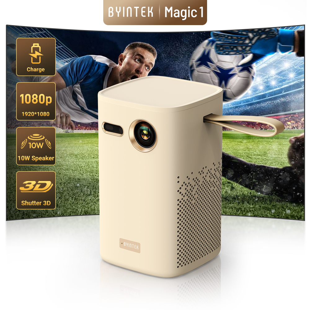 Projecteur DLP BYINTEK Magic 1 1080P 400 ANSI Android 9.0 2G+32G WiFi Bluetooth Batterie 15000mAh 300 Pouces Projecteur Home Cinéma