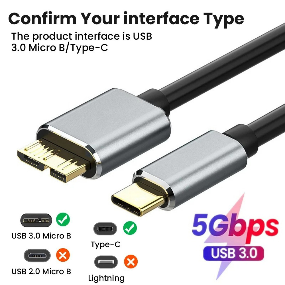 USB 3.0 Type C naar Micro B kabel voor externe harde schijf/SSD voor Toshiba Seagate WD Lenovo laptop MacBook HDD schijf gegevens synchronisatiekabel