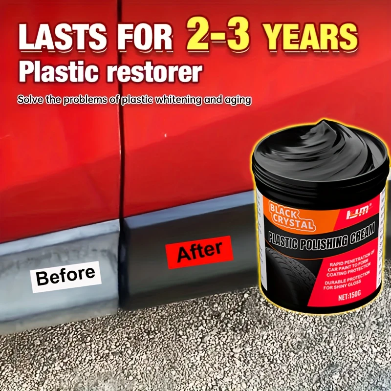 150 g kunststof- en rubberreparatiepasta - zwarte kristalpolijstmiddel voor autokrassen, bandenglans en interieurvernieuwing, anti-aging en vervaging