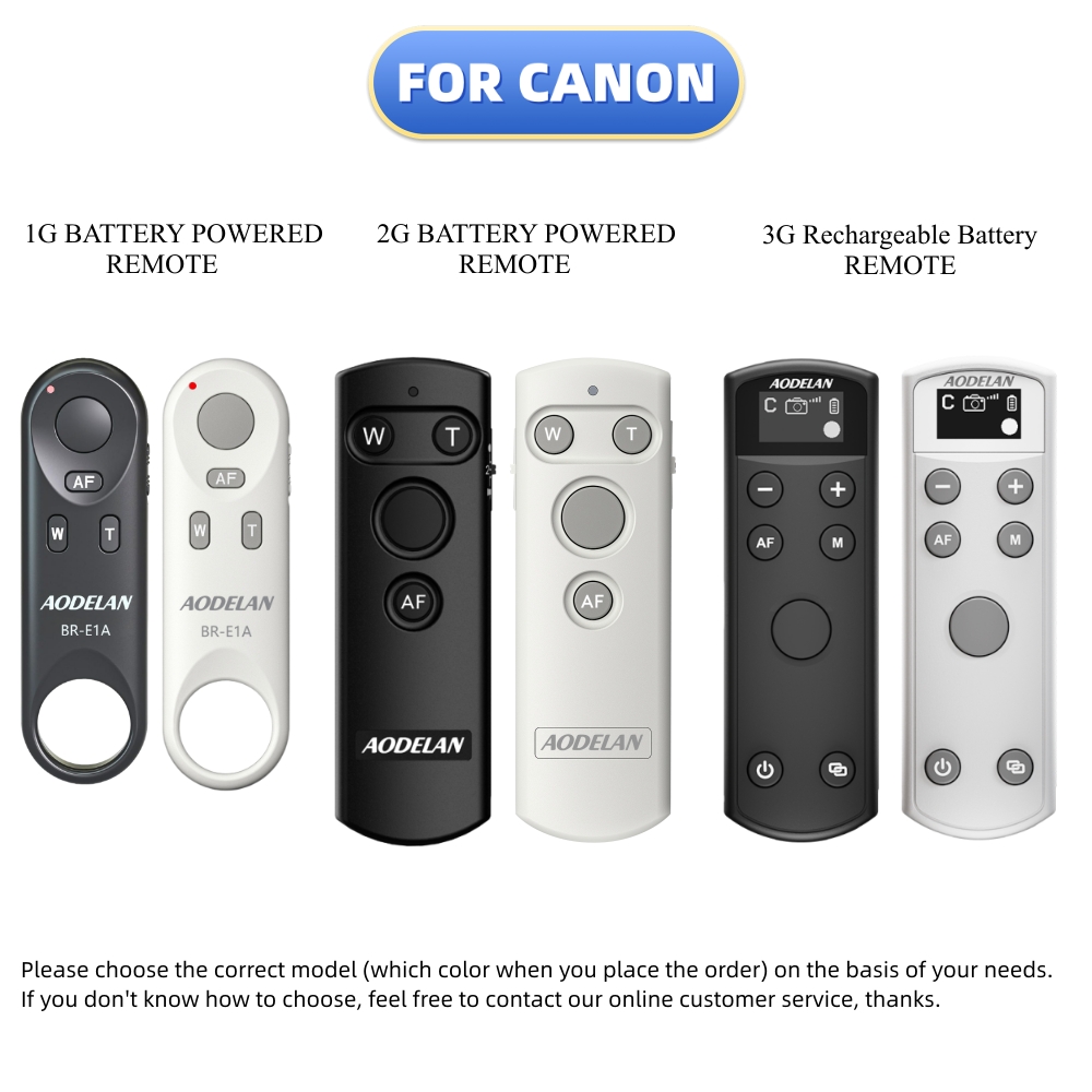 AODELAN BR-E1A Bezprzewodowy pilot zdalnego sterowania Bluetooth do Canon EOS R100 R5II R3 RP 850D 6DII 90D 77D 800D 200D M200