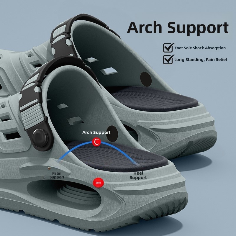 Men's Arch Support Special Clog Shoes Summer Outdoor Wear Long Standing Not Tired Foot Anti-slip Deodorant Slippers