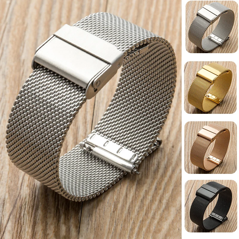 0,6MM Mesh horlogeband voor Seiko voor DW horloge Stalen Milanese band 12 13 14 15 16 17 18 19 20 21 22 24mm Heren 2027