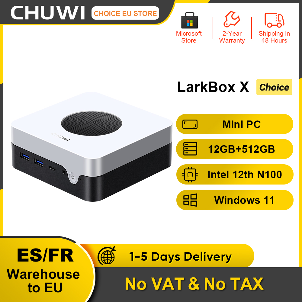 CHUWI LarkBox X Mini-PC Intel N100 Game-PC UHD-Grafik für Intel-Prozessoren der 12. Generation 12 GB RAM 512 GB SSD WiFi 6 Desktop-Computer