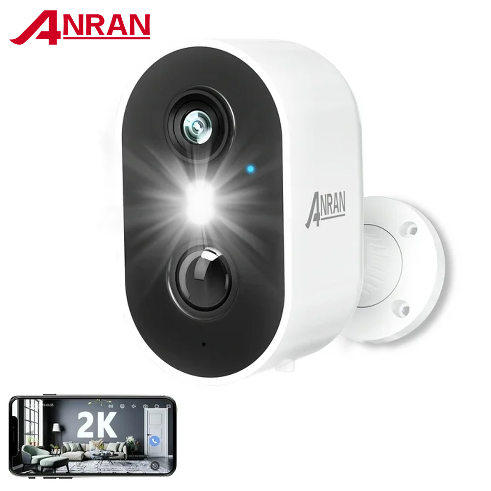 ANRAN-cámara inalámbrica de vigilancia para el hogar, videocámara de seguridad con batería recargable 2K, 2,4G, WiFi, PIR ,IP65, funciona con la aplicación ANRAN
