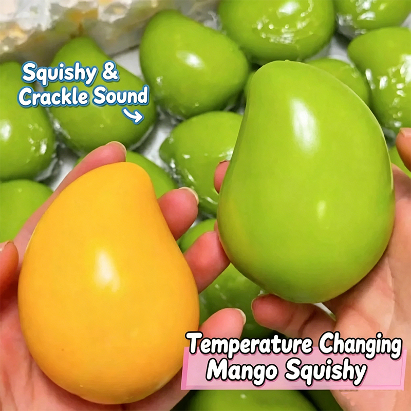 Jouet anti-stress en forme de mangue souple fait main, jouet sensoriel ASMR à presser qui change de couleur pour adultes