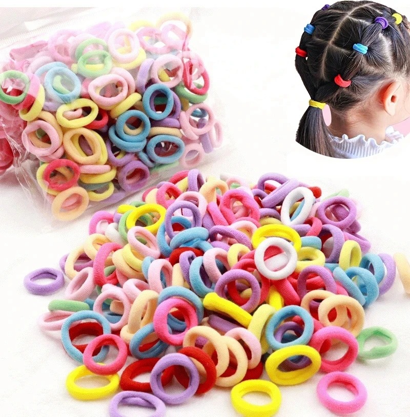 100/300/500 pcs หญิงที่มีสีสันผมวงยืดหยุ่นผมหางม้าผม Tie ยางวง Scrunchie อุปกรณ์เสริมผมสําหรับหญิง