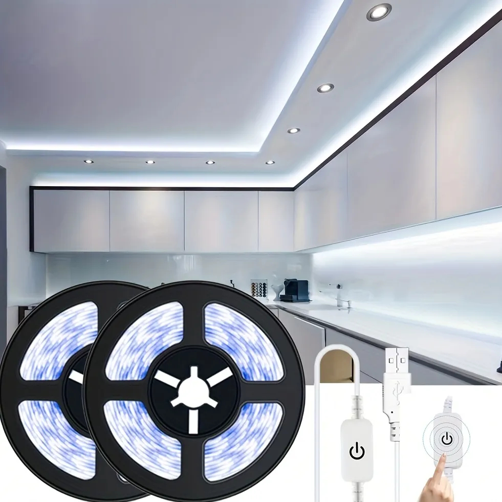Bande lumineuse LED USB à détection tactile, 5V, 2835, Flexible, rétro-éclairage pour éclairage d'armoire de pièce, éclairage de miroir