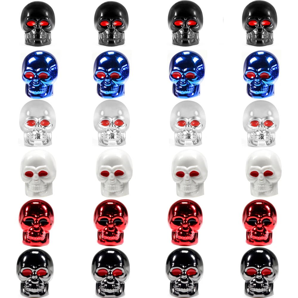 Tapas de válvula de calavera ABS para ruedas de coche, tapones para ruedas de aleación, tapa de válvula de neumático, tapas de pezón para coches, motocicletas y bicicletas