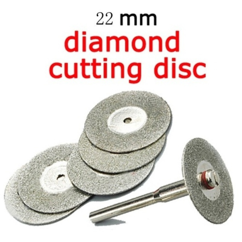 5 Stück 22 mm Diamant-Trennscheiben mit 1 Stück Verbindungsschaft Mini-Diamant-Sägeblatt abgeschnitten für Dremel Drill Fit Drehwerkzeug