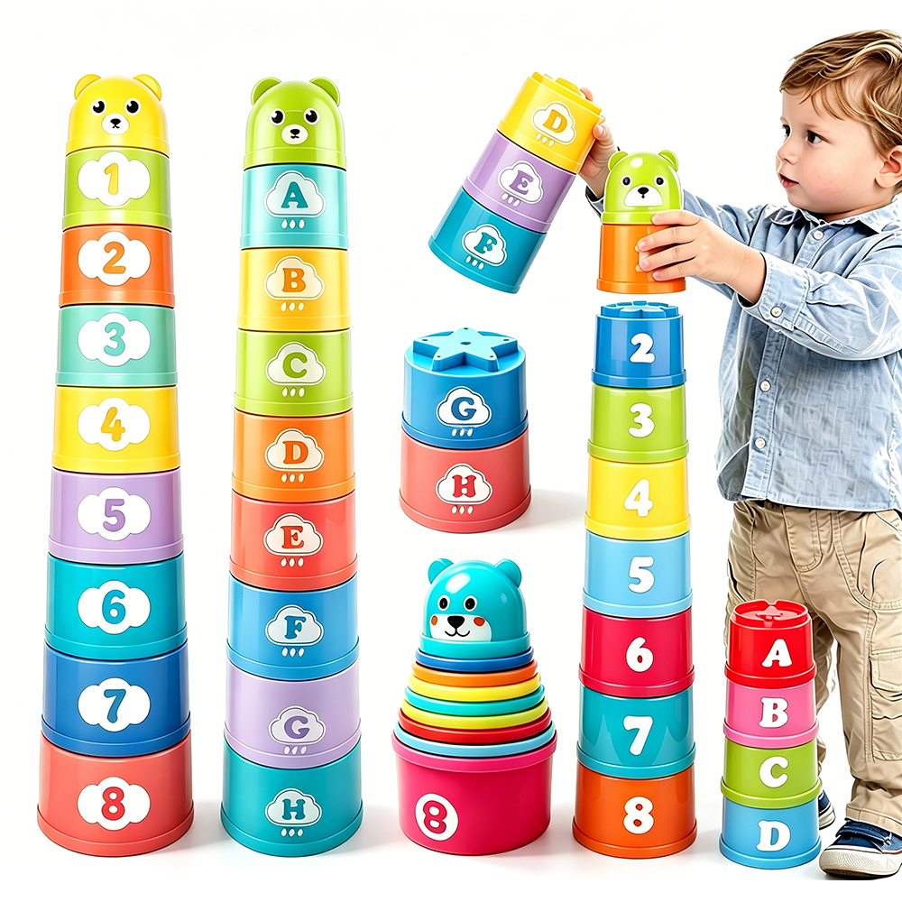 Kinderen stapelbekers Regenboogvouwbeker Baby Vroeg onderwijs Puzzelspeelgoed Kleur sorteren Training Handsnelheid Competitie Verjaardagscadeaus