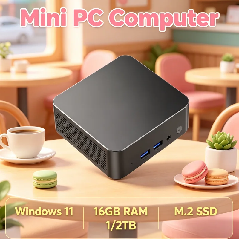 Mini PC Core i3 6100 com Windows 11 Pro, 32GB de RAM, SSD de 1TB/2TB, WIFI 6, BT5.2, 4K HD, para jogos, escritório e estudos, com 3 anos de garantia.