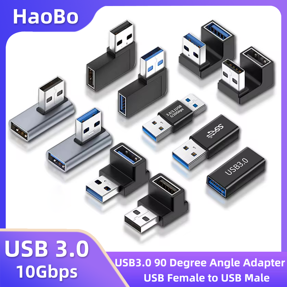 90도 USB 3.0 남성 여성 직각 확장 어댑터 USB 상향 팔꿈치 어댑터 10Gbps 노트북 PC 커넥터 Converte