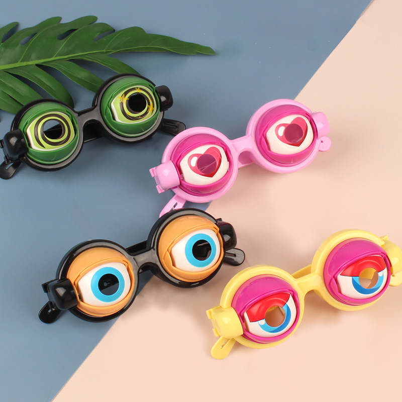 Lunettes de farces amusantes pour enfants et adultes, lunettes clignotantes fou, grand œil de grenouille, accessoires de jouets en plastique, accessoires d'halloween, cadeaux de noël