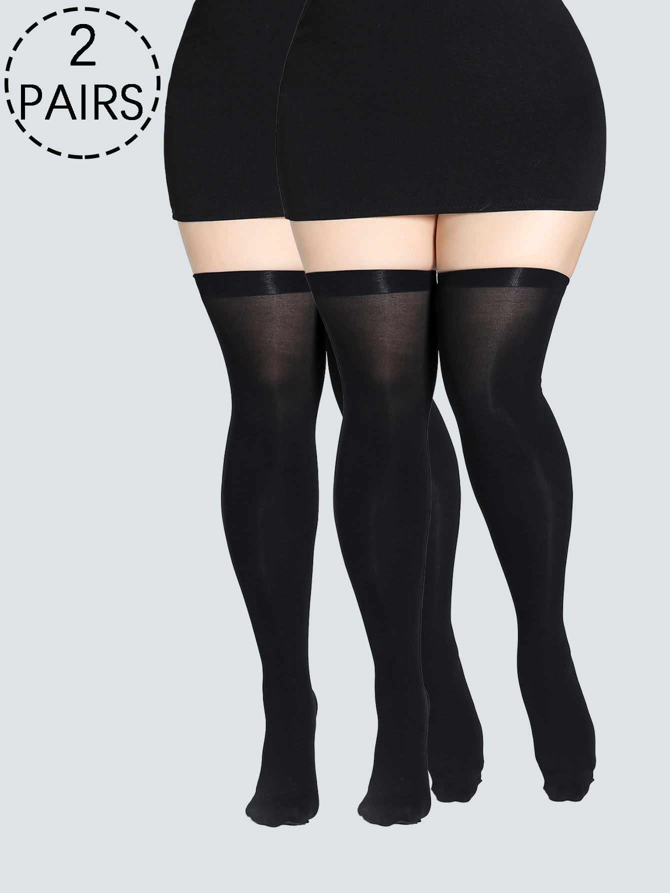 2 PAIA di Calze Ultra-Sottili Trasparenti Plus Size, Calze Sexy Sopra il Ginocchio Traspiranti di Alta Qualità per Donne e Ragazze