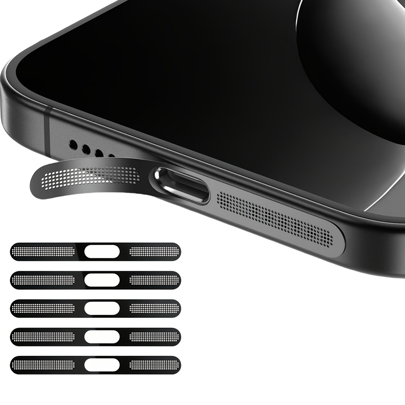 5Pcs โลหะป้องกันฝุ่นสุทธิสติกเกอร์สําหรับ iPhone 16 Pro 15 14 13 12 Series หูฟังลําโพง Anti-ฝุ่นตาข่าย Protector Compatible