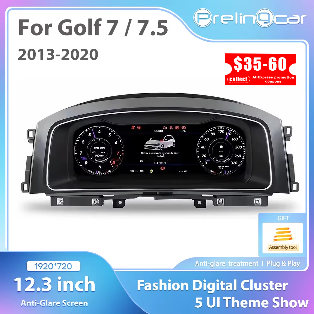 12,3-дюймовый ЖК-цифровой кластер приборной панели для VW Golf7 MK7 2013-2020 лет Ntg4.5, авторадио, приборная панель, кабина