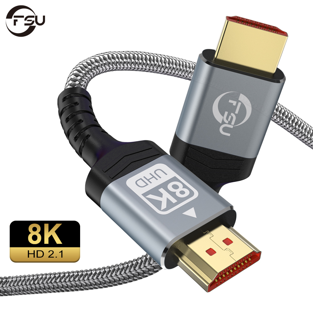 Cable HDMI FSU 8K 4K 48Gbps, Cable trenzado-4K@120Hz 8K@60Hz, DTS:X, HDCP 2.2 y 2.3, HDDR 10 Compatible con Roku TV/PS5/HDTV/Blu-ray