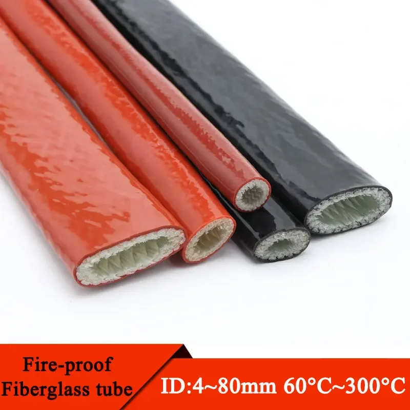 Tubo de fibra de vidrio resistente a altas temperaturas, recubierto de resina de silicona, fibra de vidrio trenzada, funda ignífuga, carcasa ignífuga