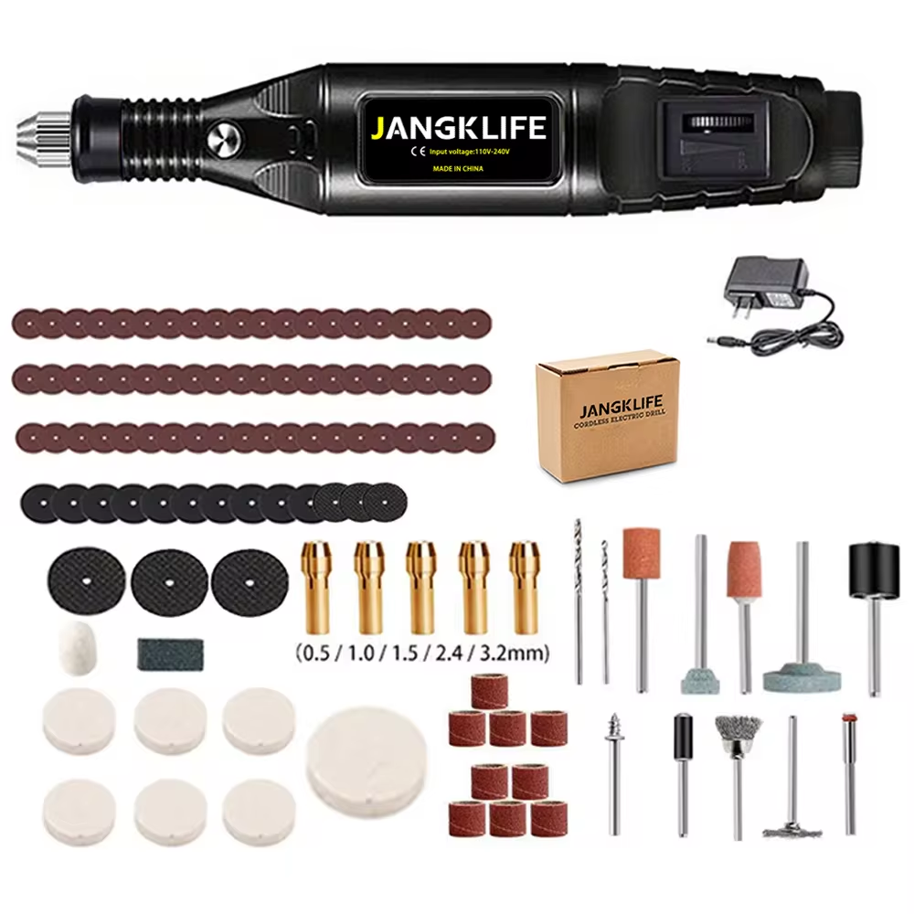JANGKLIFE 9V Mini-Bohrmaschine, elektrischer Schnitzstift, Bohrer mit variabler Geschwindigkeit, Drehwerkzeug-Set, Gravierstift zum Schleifen und Polieren
