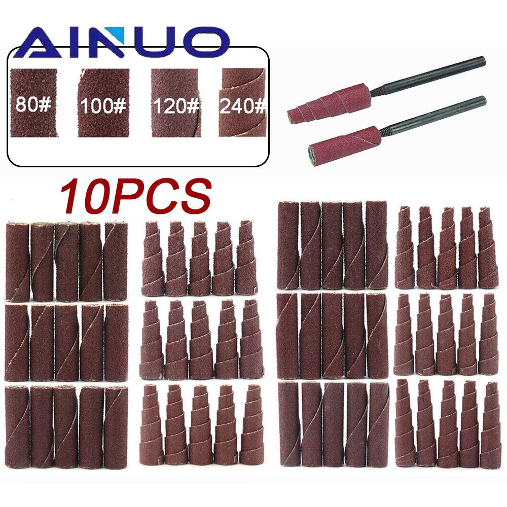 10 ชิ้นกระดาษทรายขัดหัวบดตลับขัดเกลียวม้วนกรวยชุด Assortment เครื่องยนต์ Porting Kit ล้อขัดเครื่องมือ