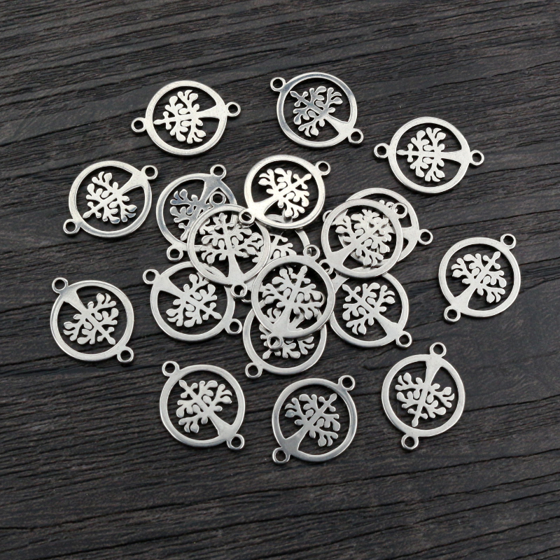 20Pcs 16X12Mm Geen Fade 316 Rvs Double Loops Boom Charms Hanger Diy Sieraden Connector Bevindingen voor Ketting Armband