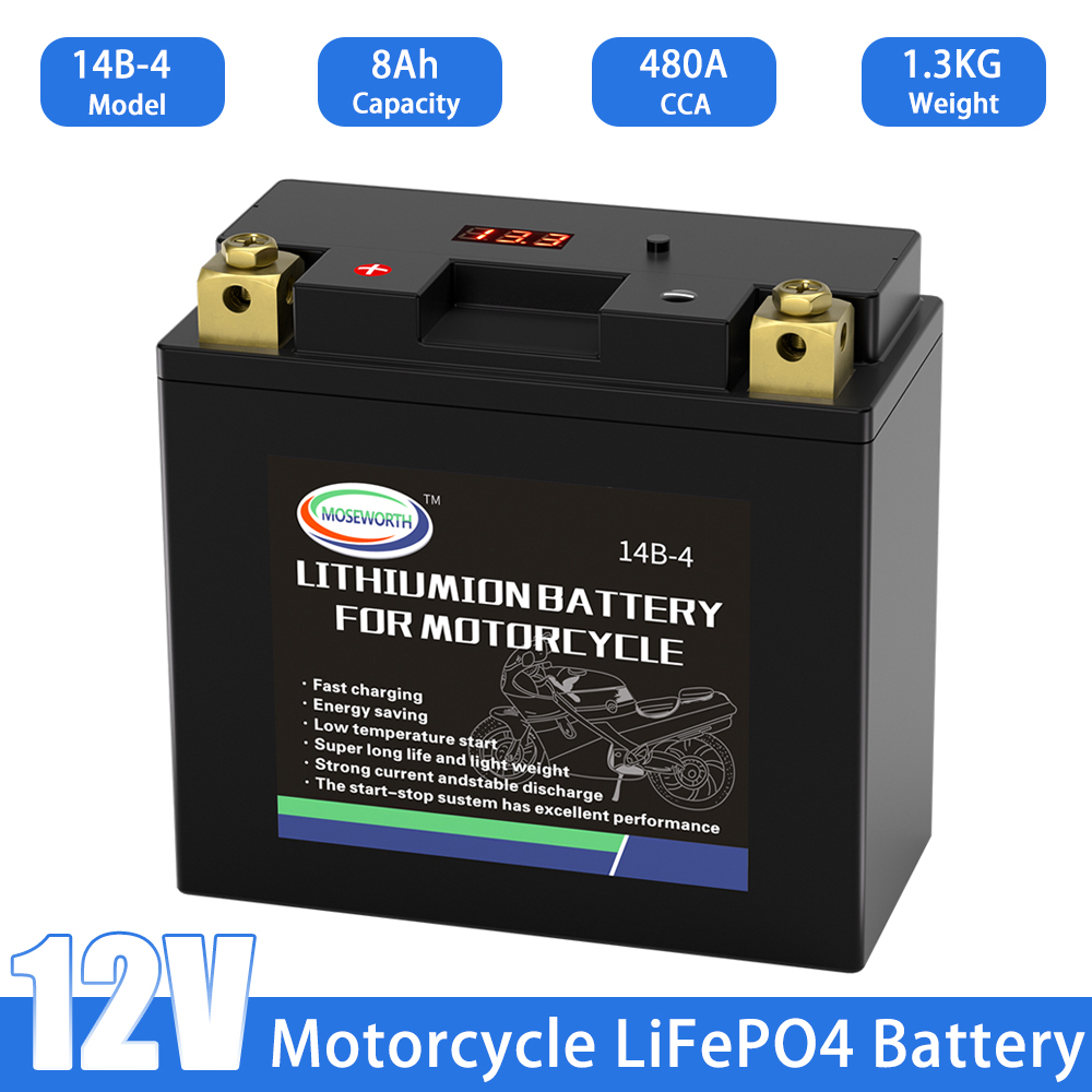 Batería recargable 14B-4 para motocicleta ATV, 12V, 8Ah, CCA 480, batería de arranque sellada sin mantenimiento de alto rendimiento para AVT UTV