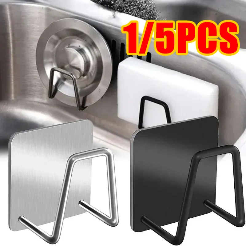 1-4Pcs Küche Waschbecken Schwamm Rack Ablauf Lagerung Halter Selbstklebende Edelstahl Draht Ba Il Lappen Pinsel Organizer wand Haken