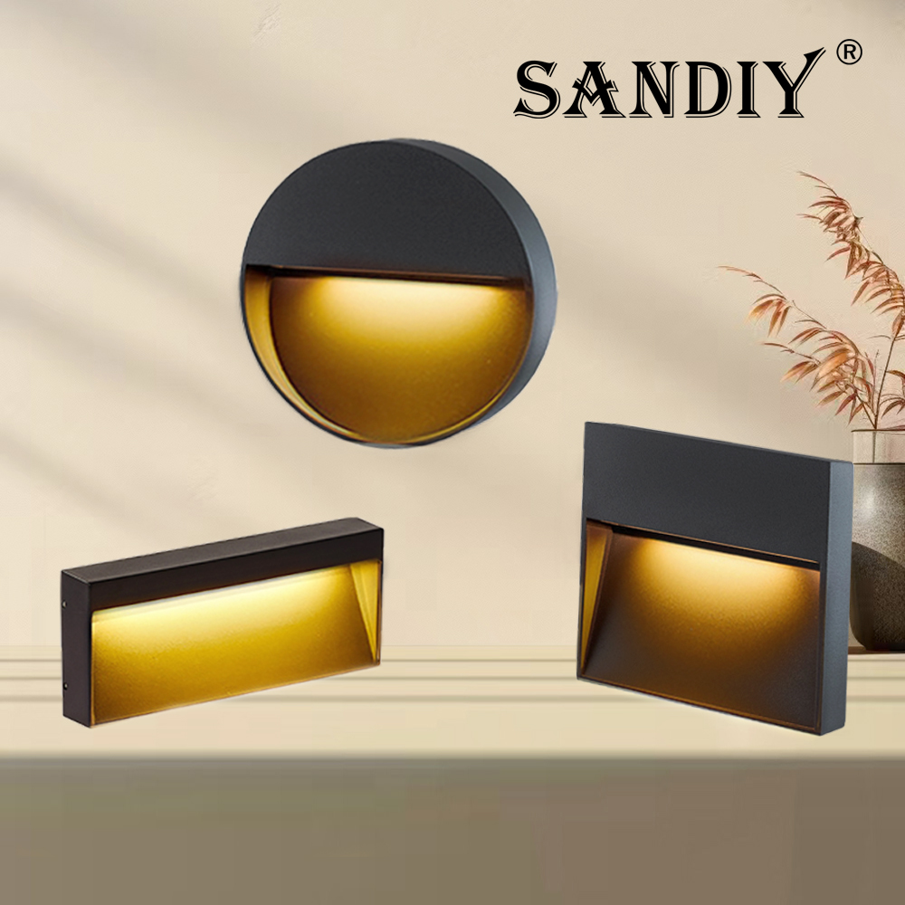 SANDIY Lámpara de Pared de Exterior Lámpara Led Impermeable de Escalera 12v Iluminación Exterior para Terraza Garaje Luminaria 220v 110v Balcón Patio Exterior Luces de Noche Calle Cerca Luces de Superficie 3W 6W 10W