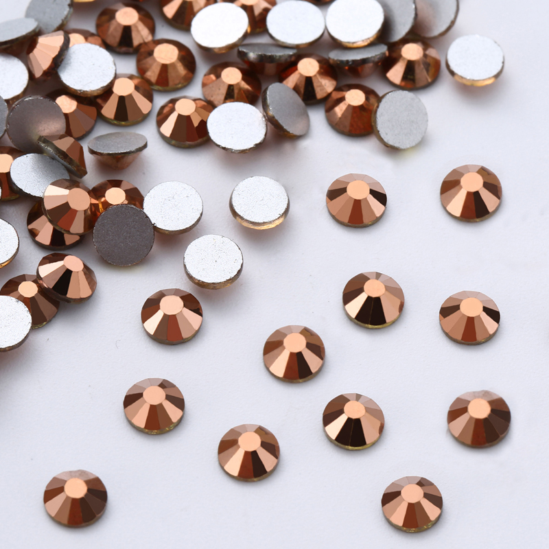 SS3-SS30 Berlian Imitasi Mawar Emas untuk Kuku 3d Kaca Pipih Strass Dekorasi Glitter Seni Kuku Pesona Kristal Non Hotfix