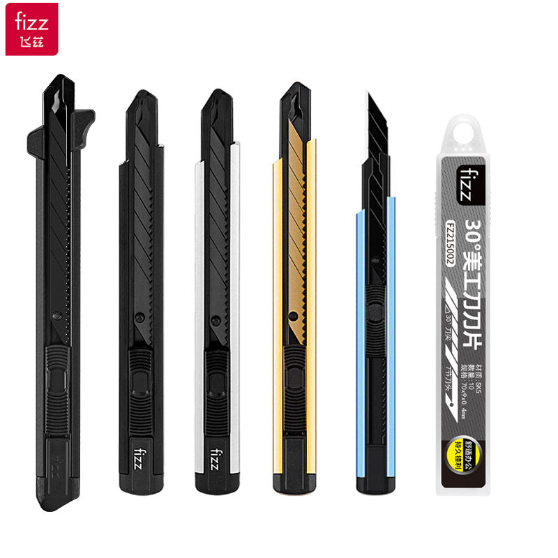 Fizz-cuchillo utilitario de aleación de aluminio y Metal, cortador de caja a presión de nitidez Premium, herramientas de papelería para el hogar y la escuela, arte