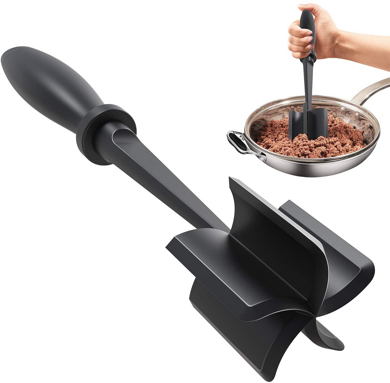 1pc Meat Chopper, Hamburger Chopper, Premium Heat Resistant Masher And Smasher For Hamburger Meat, Ground Beef, Ground Turkey