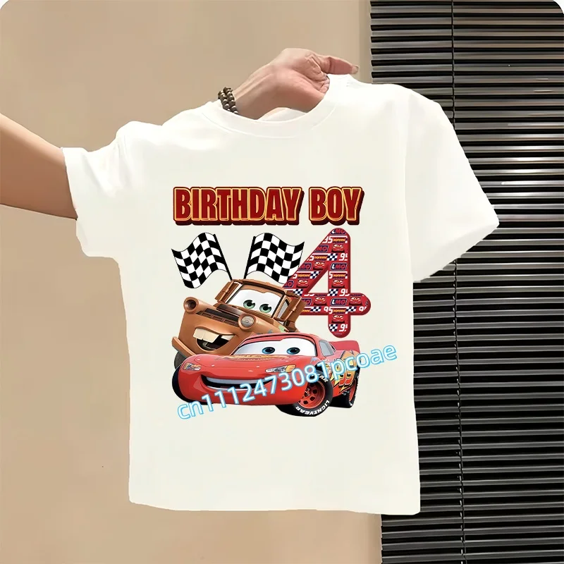Camiseta con número de Lightning McQueen, camiseta básica sencilla de manga corta para niños pequeños, tendencia de Anime, camisetas de verano con dibujos animados, ropa de cumpleaños, regalo